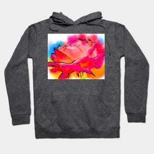 Pink and Orange Rose In Abstract Watercolor Hoodie